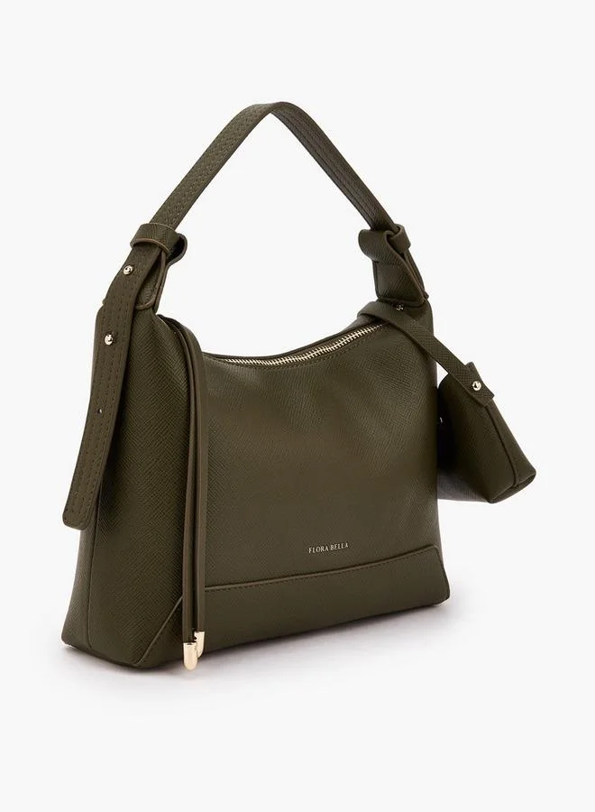 Flora Bella By Shoexpress Flora Bella Textured Shoulder Bag with Pocket Charm Detail