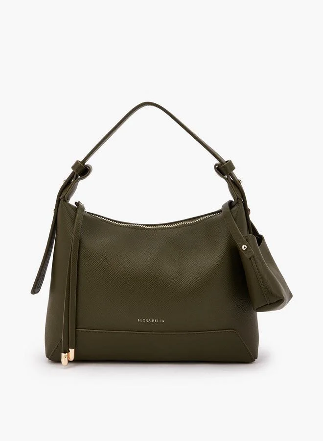 Flora Bella By Shoexpress Flora Bella Textured Shoulder Bag with Pocket Charm Detail