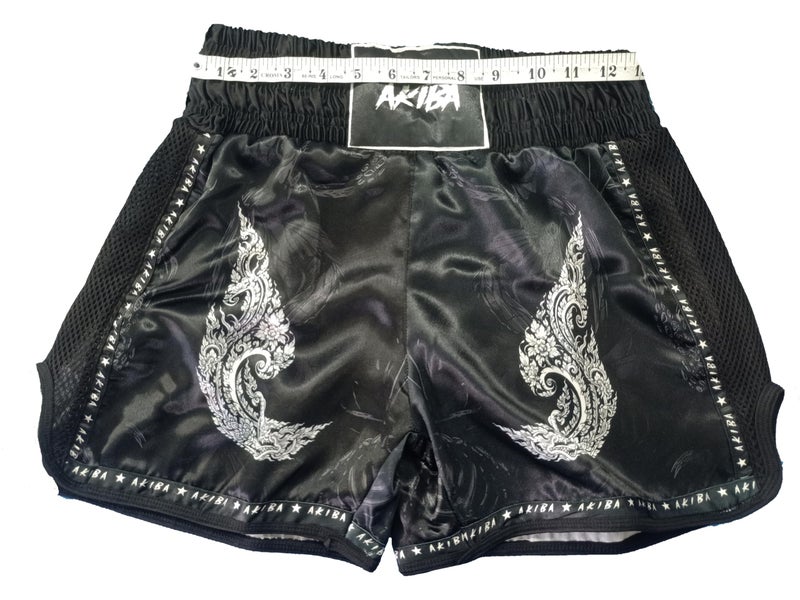 AKIBA Muay Thai Short, Classic Men and Women Boxing, Fighting, MMA, BJJ, Gym, Kick Boxing, Grappling, Martial (in, Alpha, 2XL, Black) - Image 4