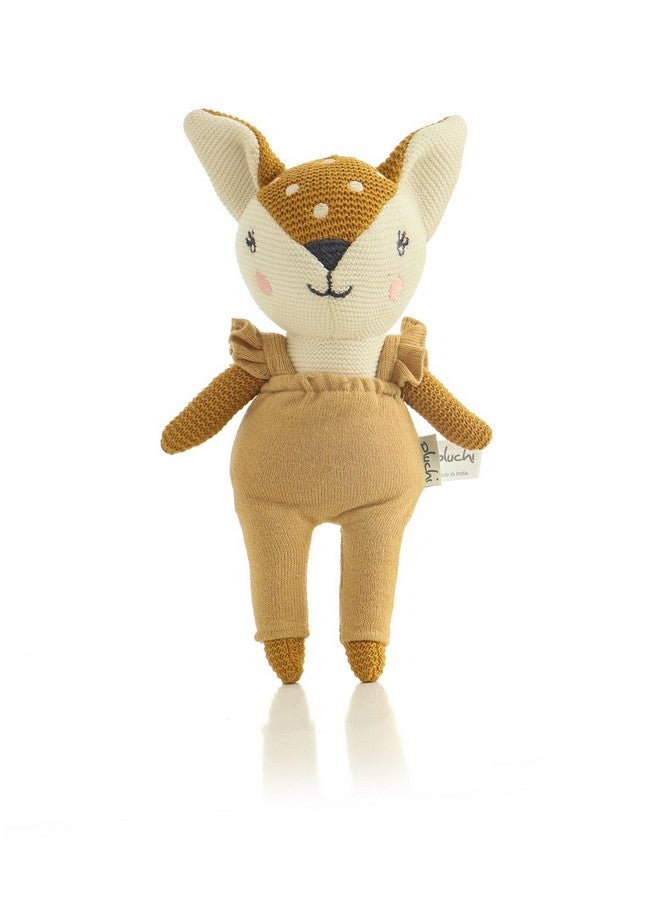 Pluchi Classy Fox- Cotton Knitted Stuffed Soft Toy (Mustard & Ivory) - Image 1