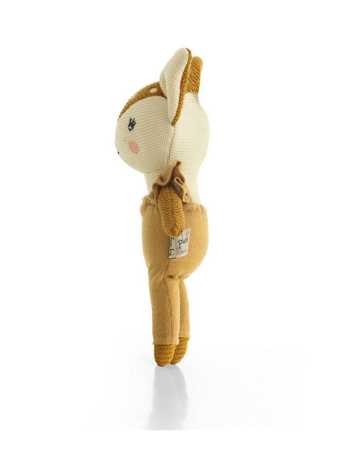 Pluchi Classy Fox- Cotton Knitted Stuffed Soft Toy (Mustard & Ivory) - Image 3