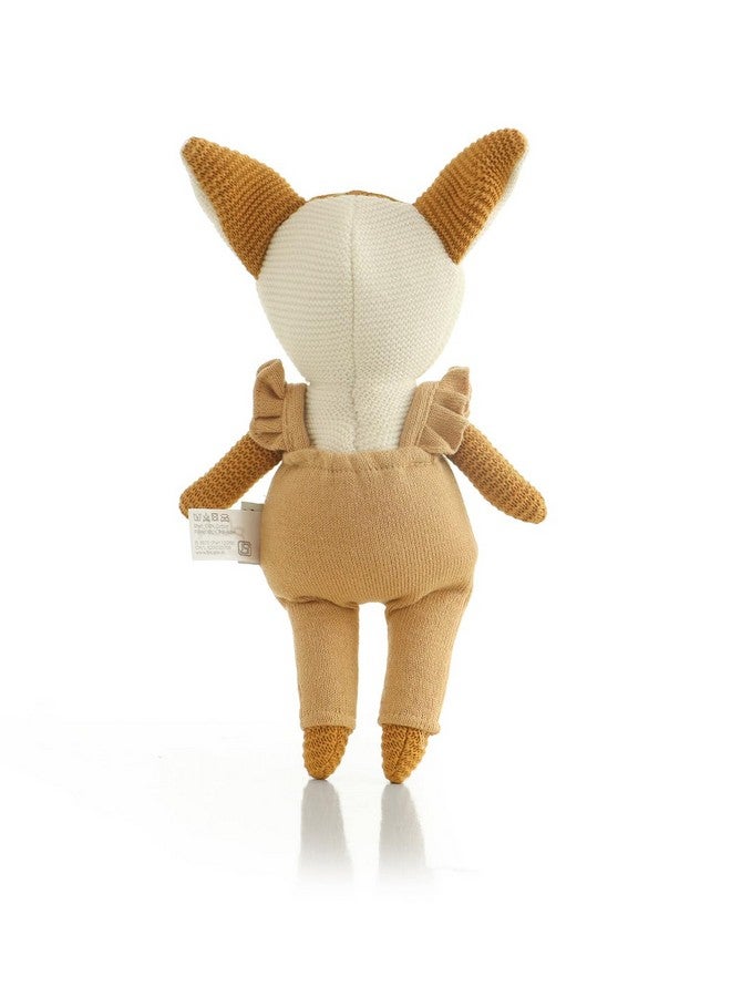 Pluchi Classy Fox- Cotton Knitted Stuffed Soft Toy (Mustard & Ivory) - Image 2