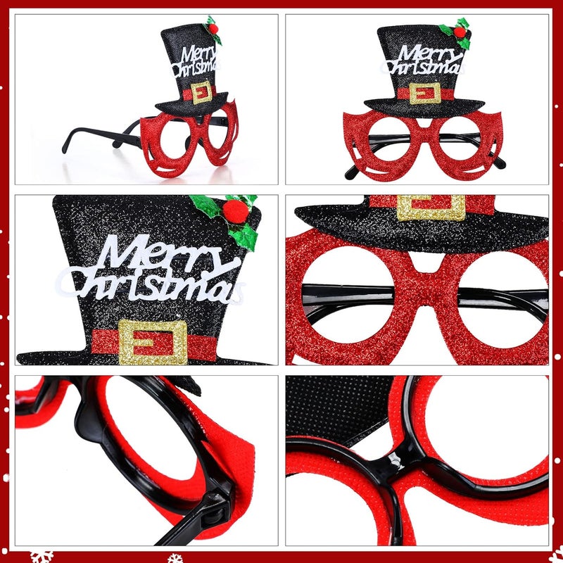 Jerify 48 Pcs Christmas Glasses Glitter Frames Decoration Costume Eyeglasses Santa Snowman Glasses Christmas Party Gifts for Adults Kids Party Holiday Favors - Image 4