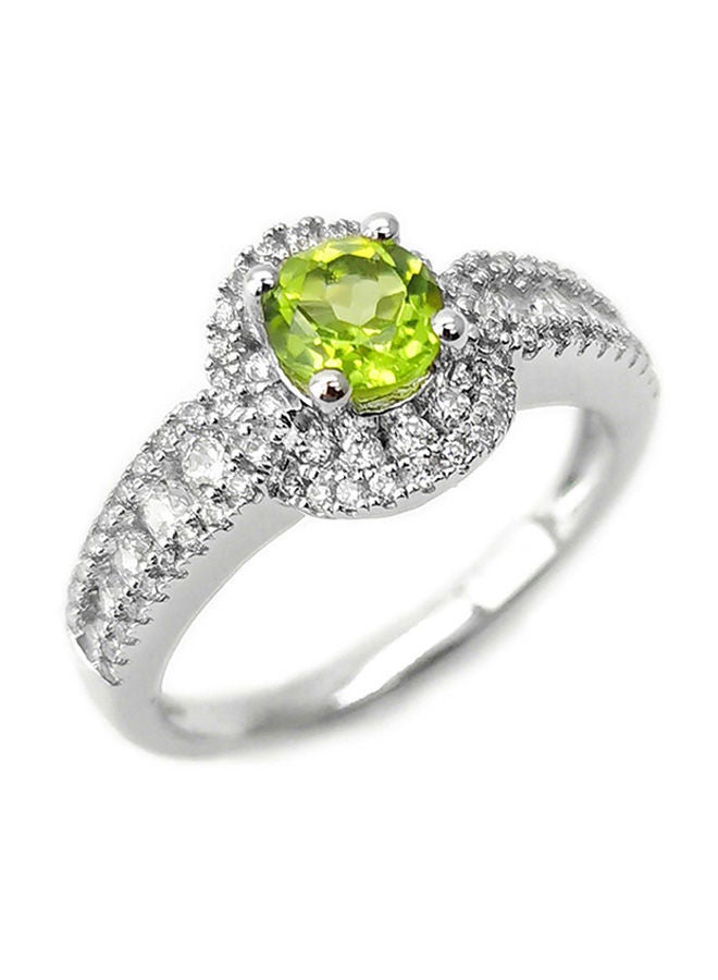 NIBEMINENT 925 Sterling Silver 18K Gold Plated Peridot Stud Ring - Image 1