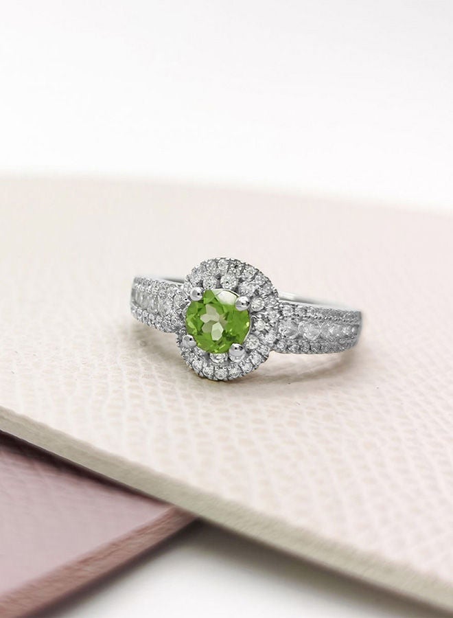 NIBEMINENT 925 Sterling Silver 18K Gold Plated Peridot Stud Ring - Image 4