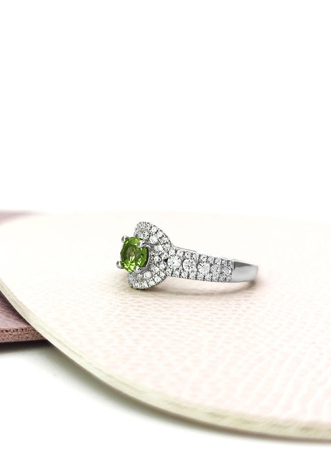 NIBEMINENT 925 Sterling Silver 18K Gold Plated Peridot Stud Ring - Image 5