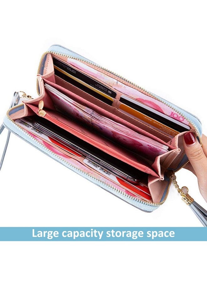 PALAY Womens Long Wallet Tassel PU Leather Multi Slots Zipper Coin Large Purse 2 PCS - Image 5