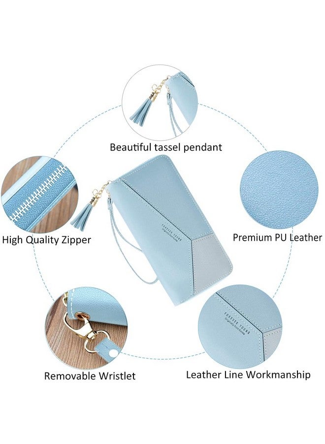 PALAY Womens Long Wallet Tassel PU Leather Multi Slots Zipper Coin Large Purse 2 PCS - Image 2