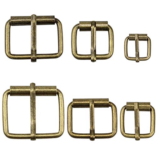 Hysagtek Brass Buckles 60 Pcs Roller Buckles Belts Hardware Pin Buckle for Bags Leather Belt Strap Hand DIY Accessories, 6 Size - 1.3'', 1.18", 1", 0.79", 0.59", 0.51" Bronze Metal - Image 1