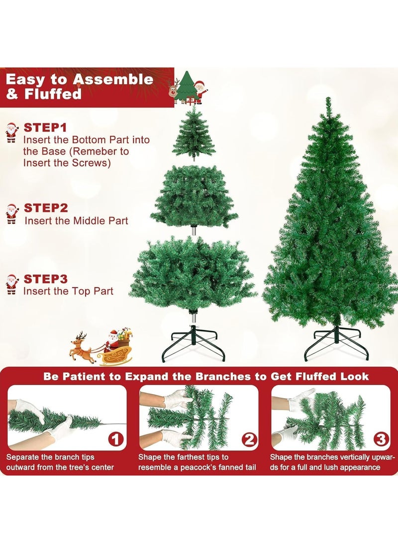 تابيت شجرة عيد الميلاد الاصطناعية، شجرة كاملة من خشب التنوب المفصلي الفاخر غير المضاء مع حامل معدني وهيكل مفصلي وتجميع سهل لشجرة عيد الميلاد الاحتفالية للمنزل والمكتب والحفلات - Image 5