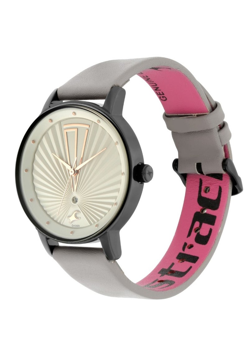 fastrack - Fastrack Ruffles Quartz Analog with Date Grey Dial Leather Strap Watch for Girls - Image 1