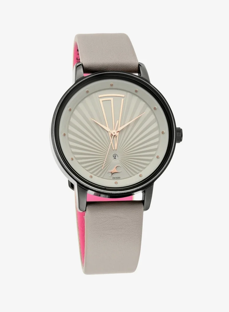 fastrack Fastrack Ruffles Quartz Analog with Date Grey Dial Leather Strap Watch for Girls