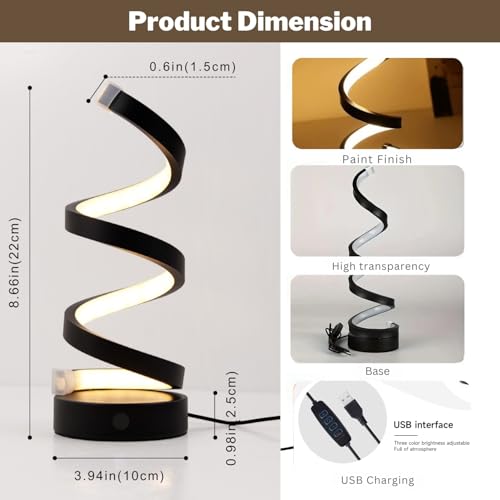 One94Store Spiral Twist LED Table Lamp – Modern Acrylic Decorative Night Light with Warm White Glow for Bedroom, Living Room, Festive Decoration & Home Décor - Image 2
