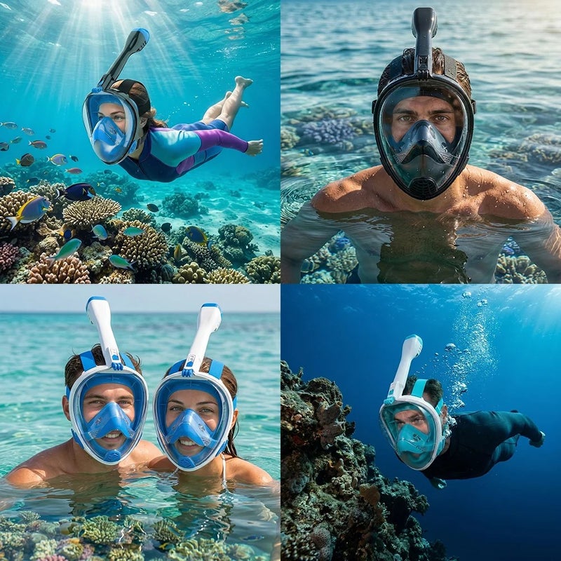 Bluejw Full Dry Full Face Waterproof Antifog Snorkel Mask Adjustable Head Strap One Window Anti-Leak Comfort Design for Scuba Diving - Image 4