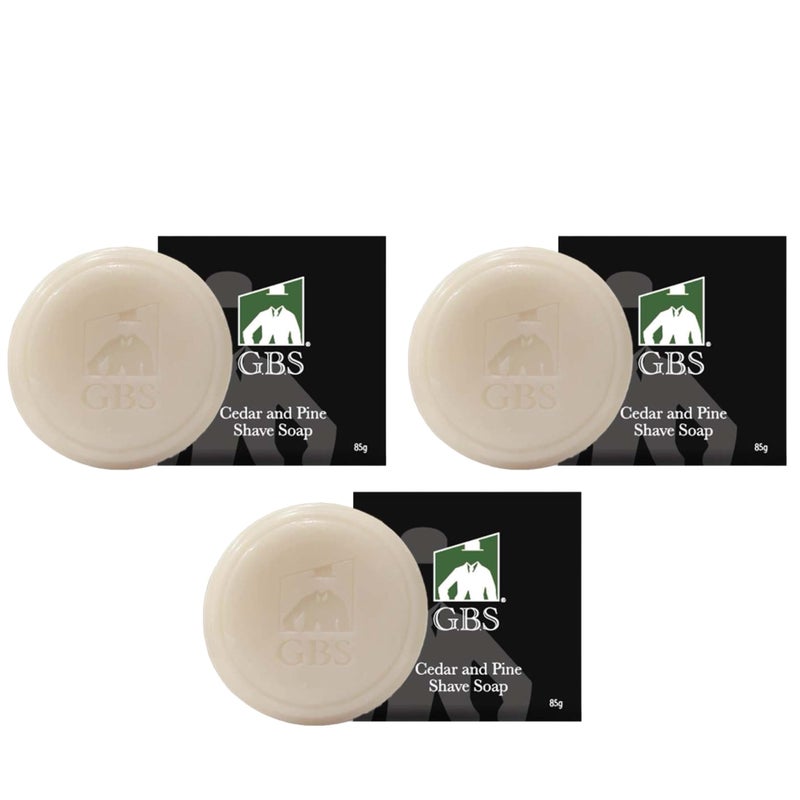 GBS Mens Cedar and Pine Shaving Soap with Shea Butter and Glycerin Pack of 3 3oz Each