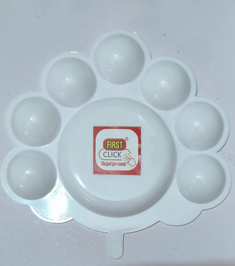 FIRST CLICK Painting Palettes for Art 301 no. 22X17 cm, Flower Shaped 14X9.5 cm, Mini 12X7.5 cm,Oval Shaped 14X9.5 cm Set of 4 pc Pure White Plastic - Image 5