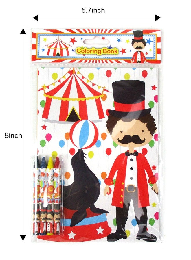 TINYMILLS Circus Carnival Coloring Book Set with 12 Coloring Books and 48 Crayons Circus Themed Birthday Party Supplies Favor Bag Filler Carnival Prizes Rewards Team Party - Image 4