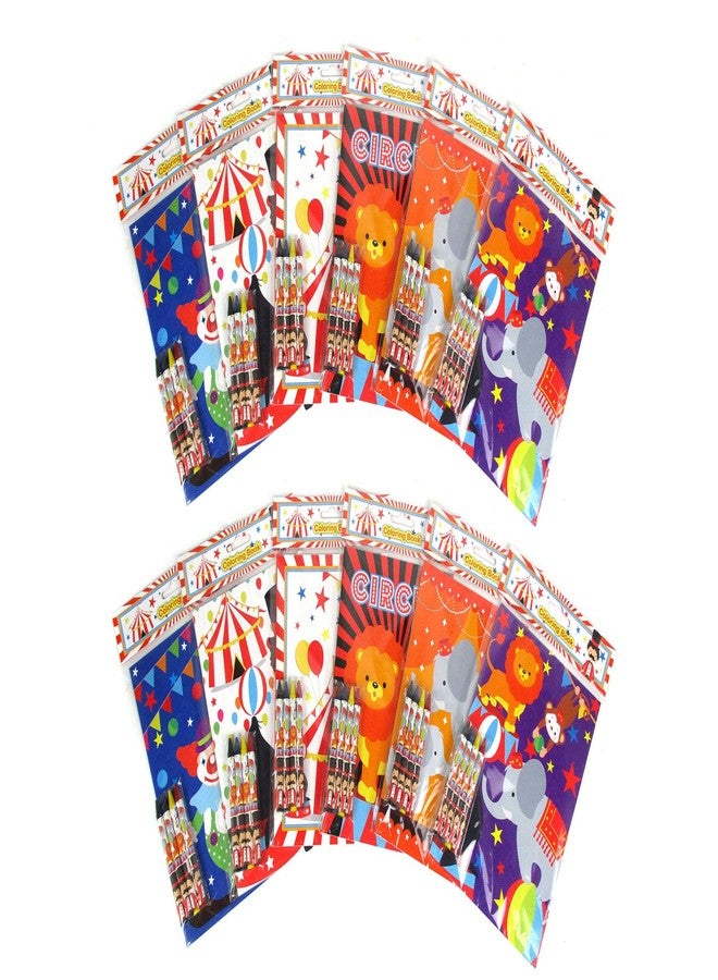 TINYMILLS Circus Carnival Coloring Book Set with 12 Coloring Books and 48 Crayons Circus Themed Birthday Party Supplies Favor Bag Filler Carnival Prizes Rewards Team Party - Image 2