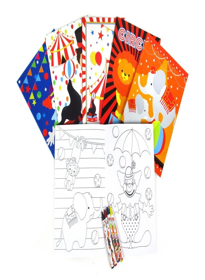 TINYMILLS Circus Carnival Coloring Book Set with 12 Coloring Books and 48 Crayons Circus Themed Birthday Party Supplies Favor Bag Filler Carnival Prizes Rewards Team Party - Image 3