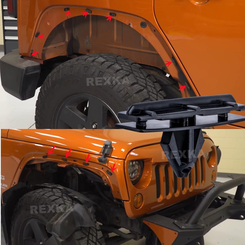 Rexka 60pcs Grille Fender Flare Hardware Kit for 2007-2018 Jeep Wrangler JK & Unlimited JK 68039280AA 6030441 6506007AA 6503598 - Image 4