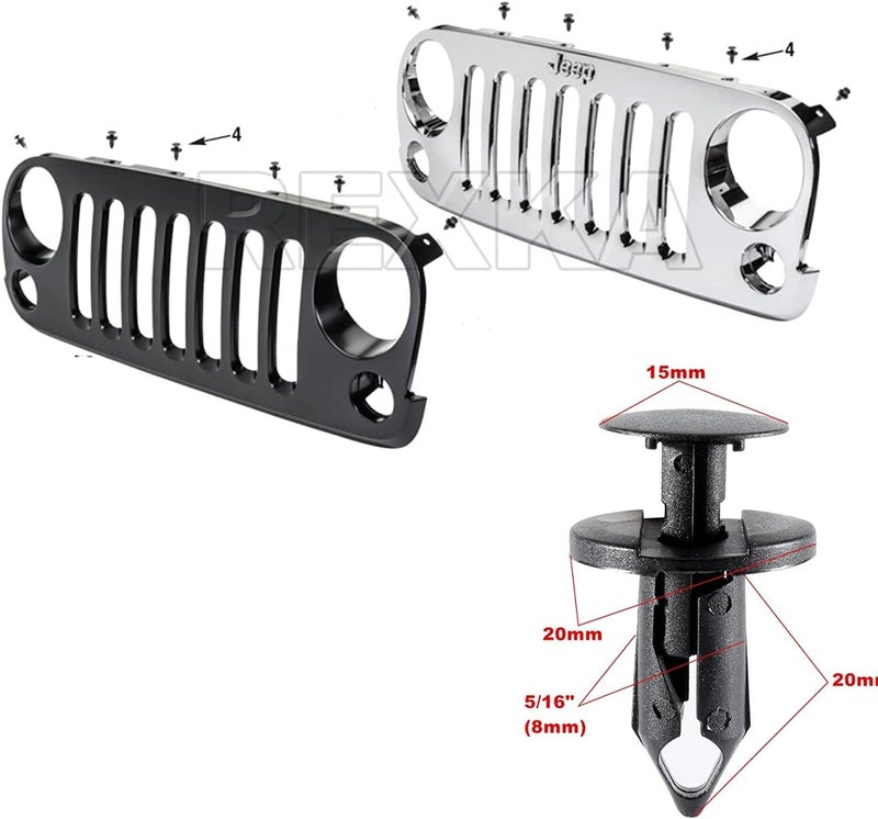 Rexka 60pcs Grille Fender Flare Hardware Kit for 2007-2018 Jeep Wrangler JK & Unlimited JK 68039280AA 6030441 6506007AA 6503598 - Image 5