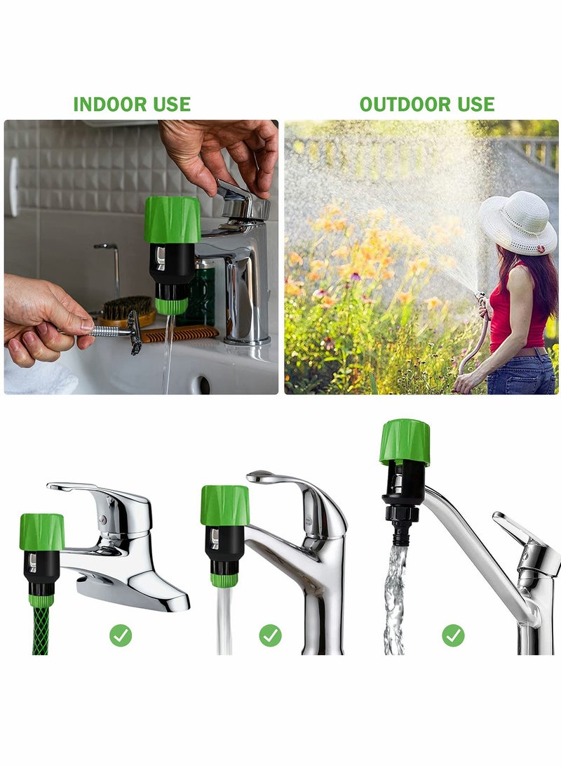 3PCSMixer Tap Hose Connector, Two sets Kitchen Garden Watering Tap Hose Pipe Snap Connector Adaptor Tool, Universal Tap Connector Adapter Kitchen Pipe Joiner Fitting, With 6-Point Female Faucet Connector - Image 2