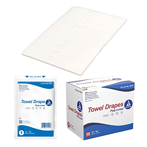 Dynarex Dynarex Disposable Towel Drapes Sterile 18 x 26 for Medical Surgical Use PolyInterlined Lining Protect from Contaminants 1 Box of 50 Drapes