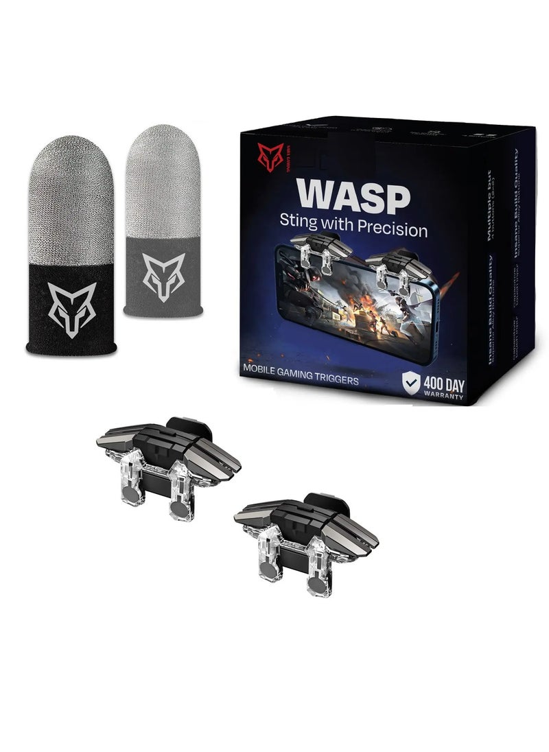 سارافوكس - طقم مشغل الهاتف المحمول Sarafox Wasp K5 مع بطارية للاطلاق التلقائي مزود بـ 4 أزرار متعددة الوظائف + أطراف أصابع احترافية للاعبين - Image 1
