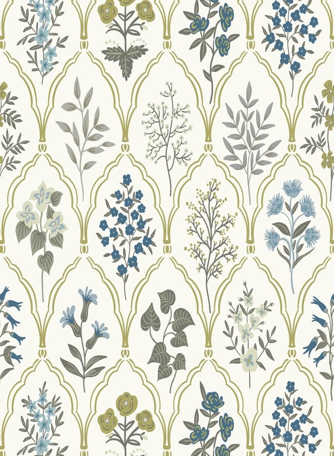 Dimoon 78.7"x17.3" Peel and Stick Wallpaper Contact Paper Floral Modern Removable Wallpaper Beige Wall Paper Self Adhesive Boho Contactpaper for Cabinets Drawers Blue Vintage Bedroom Thicken Vinyl - Image 1