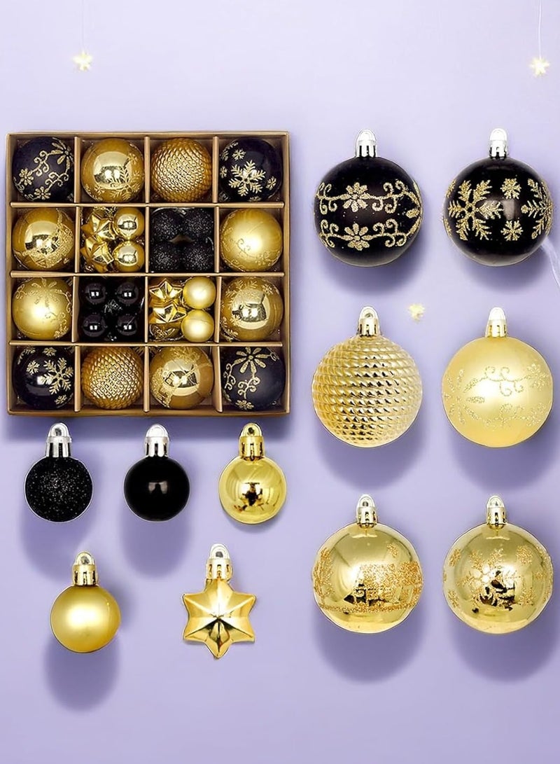 44 قطعة من زينة كرات الكريسماس، مجموعة زينة كرات الكريسماس المقاومة للكسر لعيد الميلاد والعطلات وإكليل الزهور وديكورات الحفلات، مع حلقة تعليق (k) - Image 1