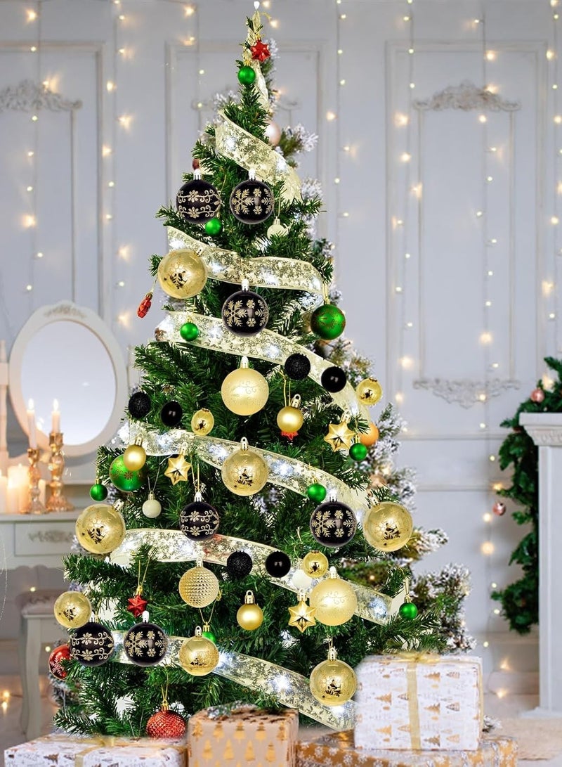 44 قطعة من زينة كرات الكريسماس، مجموعة زينة كرات الكريسماس المقاومة للكسر لعيد الميلاد والعطلات وإكليل الزهور وديكورات الحفلات، مع حلقة تعليق (k) - Image 4