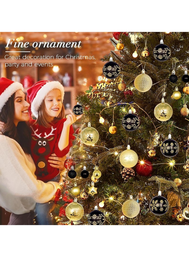 44 قطعة من زينة كرات الكريسماس، مجموعة زينة كرات الكريسماس المقاومة للكسر لعيد الميلاد والعطلات وإكليل الزهور وديكورات الحفلات، مع حلقة تعليق (k) - Image 2