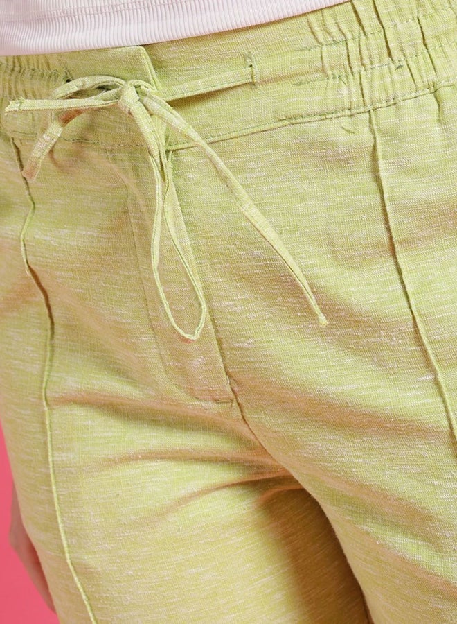 Freehand Women Green Straight Fit Pants with Drawstring - Image 4