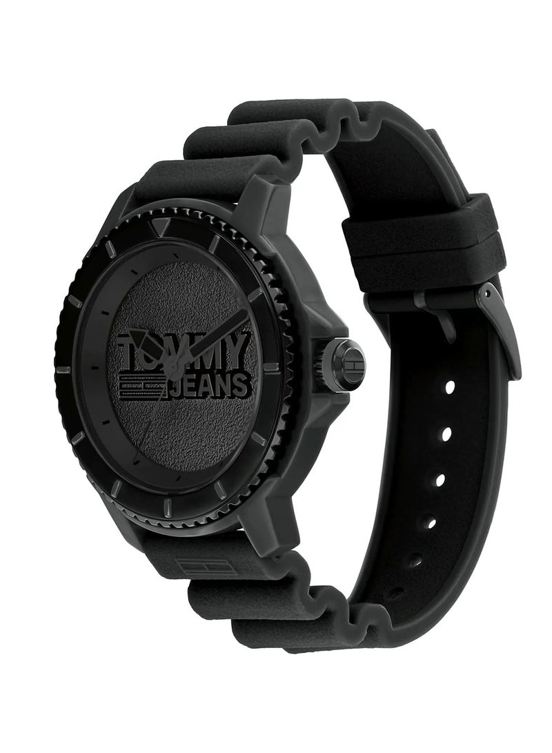 TOMMY JEANS Tommy Hilfiger Men's Analog Watch, Silicone Strap, 1792001, Black - Image 2