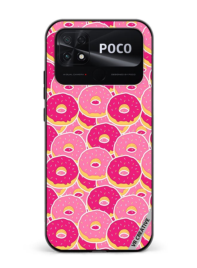 VR CREATIVE Protective Case Cover For Xiaomi Poco C40 Pink Donuts Design Multicolour - Image 1
