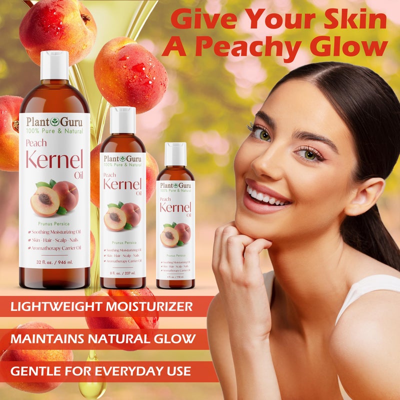 Plant Guru Peach Kernel Oil 4 fl. oz. Cold Pressed 100% Pure & Natural Carrier â€“ Ideal for Skin, Face, Body, and Hair Moisturizer. Great for DIY Creams, Lotions, and Lip Balms. - Image 3