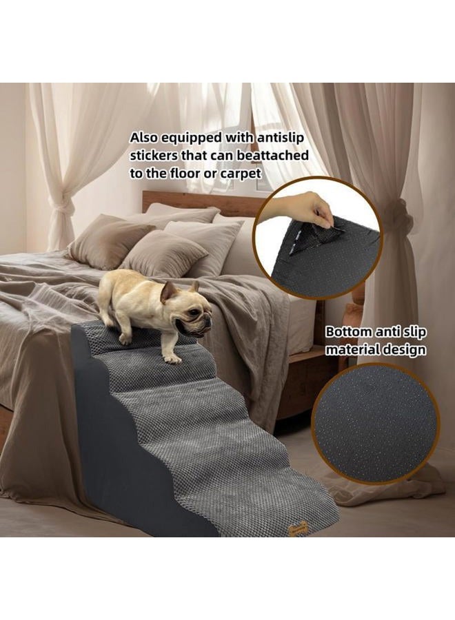 Necrely Dog Stairs to high beds, 5 step dog stairs for 30 inches couch-bed, pet stairs for small old large dogs and cats, dog ramp climbing to 20-30 inch bed, Non-Slip balanced dog ramps for Indoor stairs,30D - Image 5