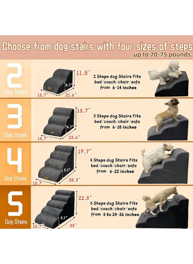 Necrely Dog Stairs to high beds, 5 step dog stairs for 30 inches couch-bed, pet stairs for small old large dogs and cats, dog ramp climbing to 20-30 inch bed, Non-Slip balanced dog ramps for Indoor stairs,30D - Image 4