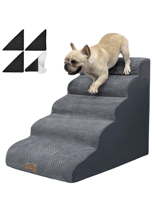 Necrely Dog Stairs to high beds, 5 step dog stairs for 30 inches couch-bed, pet stairs for small old large dogs and cats, dog ramp climbing to 20-30 inch bed, Non-Slip balanced dog ramps for Indoor stairs,30D - Image 1