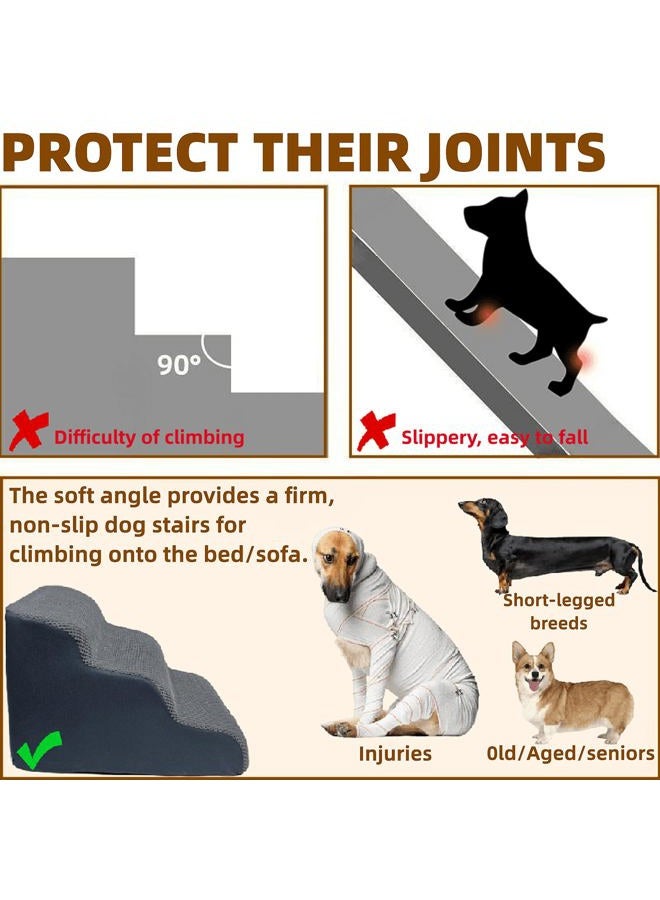 Necrely Dog Stairs to high beds, 5 step dog stairs for 30 inches couch-bed, pet stairs for small old large dogs and cats, dog ramp climbing to 20-30 inch bed, Non-Slip balanced dog ramps for Indoor stairs,30D - Image 2