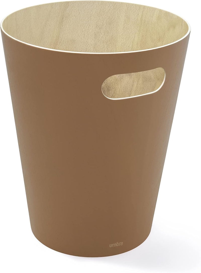 UMBRA Woodrow 2 Gallon Modern Wooden Trash Can, Wastebasket, Garbage Can or Recycling Bin for Home or Office, Sierra - Image 1