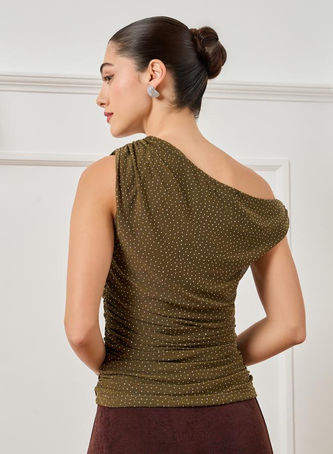 Styli Women Olive Sleeveless Knit Top - Image 5
