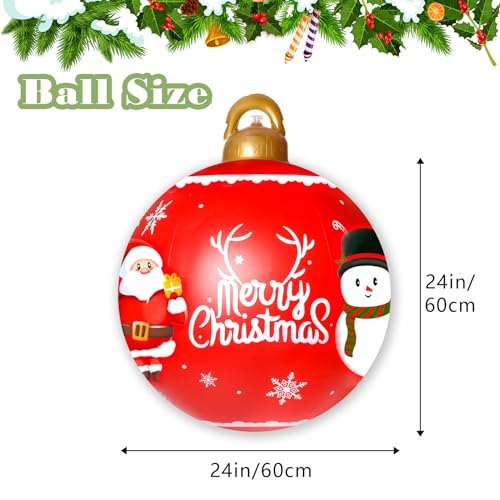 ontigola 2PCS Christmas Inflatable Decorated Ball 24in Yard Inflatable Christmas Balls Giant Xmas Tree Ornaments PVC Blow up Yard Decorations for Outside Holiday Yard Lawn Porch Decor - Image 4