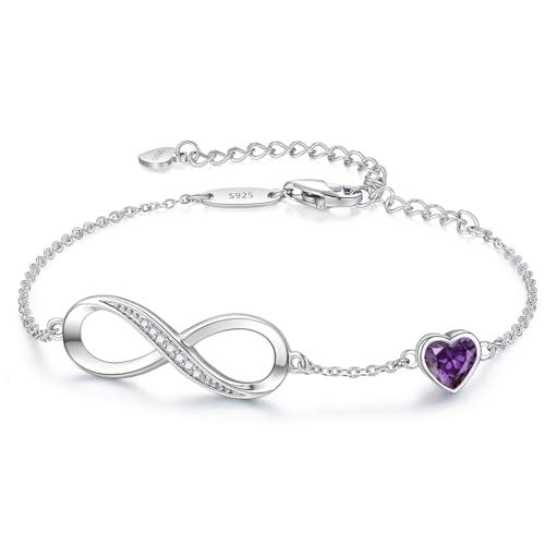 CDE Infinity Heart Symbol Charm Link Bracelet for Women 925 Sterling Silver Adjustable Mother's Day Gift Anniversary Jewelry Christmas Birthday Gifts for Wife Girlfriend Her - Image 1