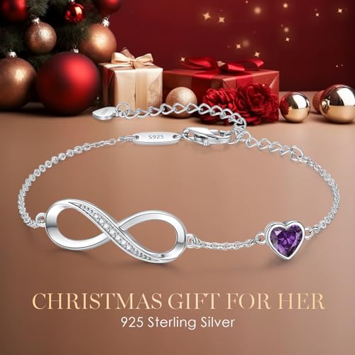 CDE Infinity Heart Symbol Charm Link Bracelet for Women 925 Sterling Silver Adjustable Mother's Day Gift Anniversary Jewelry Christmas Birthday Gifts for Wife Girlfriend Her - Image 4