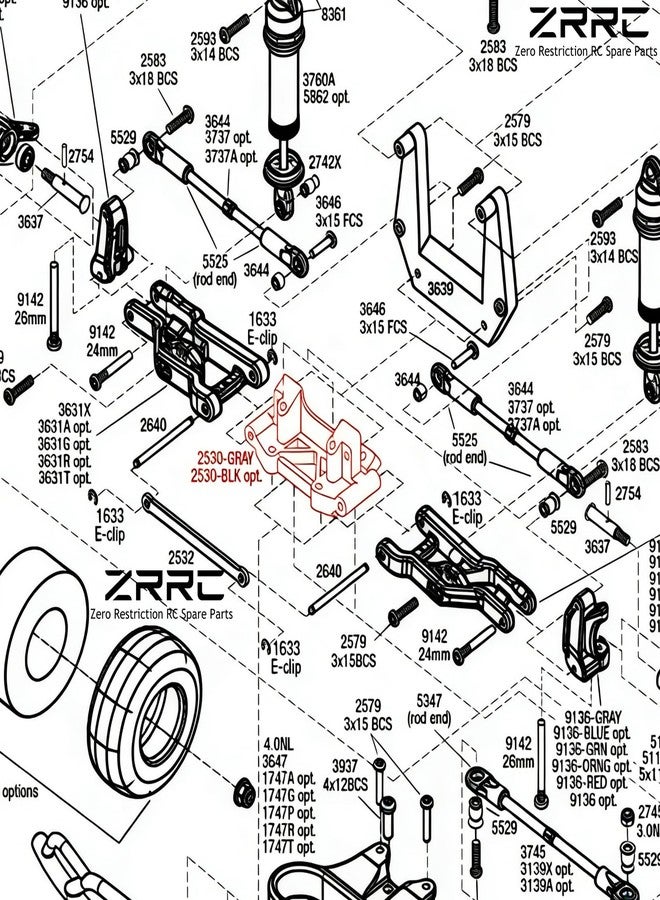 ZRRC Upgraded Aluminum RC Front Bulkhead for 1/10 Traxxas 2WD Slash, Rustler, Stampede, Bandit, Replace Parts 2530 2530A (Iridescent) - Image 5
