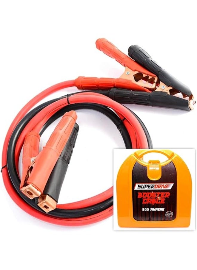 Generic SuperDrive 800 Amp Car Battery Cables to jumpstart a dead and weak battery with Orange plastic box  - Image 1