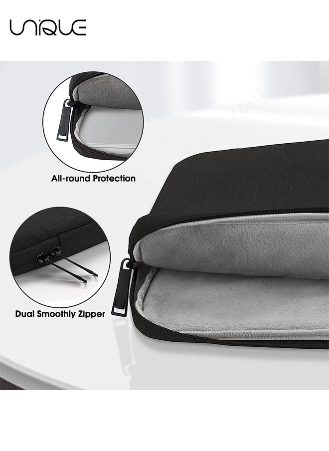 Unique 13.3 inch Laptop Sleeve Bag Compatible with MacBook Air Mac Pro M1 Surface Lenovo Dell HP Computer Bag Accessories Polyester Case with Pocket - Black  - Image 3