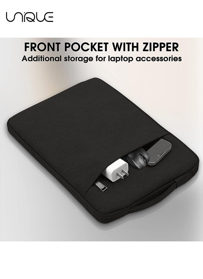 Unique 13.3 inch Laptop Sleeve Bag Compatible with MacBook Air Mac Pro M1 Surface Lenovo Dell HP Computer Bag Accessories Polyester Case with Pocket - Black  - Image 5