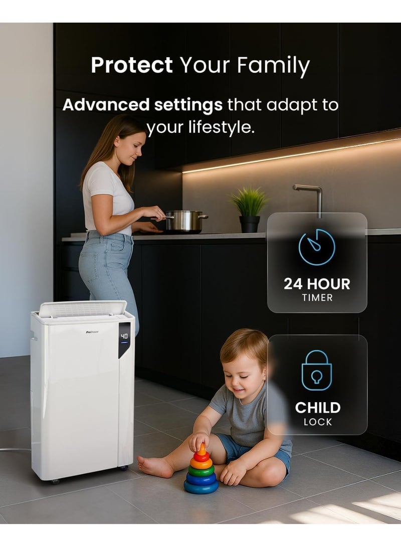 Pro Breeze® 20L/Day Compressor Dehumidifier - Energy Efficient with Laundry Mode & Wi-Fi, Humidity Sensor & Indicator, Carbon Air Filter for Mould, Damp & Moisture - for Home, Office & Bedroom - Image 2